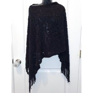 Black sweater poncho